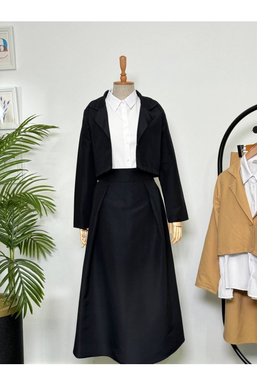 4408 - Gömlek Ceket Tesettür Takım Si̇yah-I2 4408 - Gömlek Ceket Tesettür Takım Si̇yah-I2