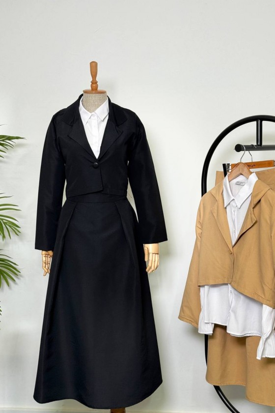 4408 - Gömlek Ceket Tesettür Takım Si̇yah-I2