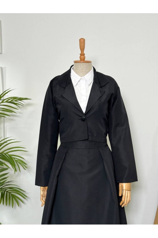 4408 - Gömlek Ceket Tesettür Takım Si̇yah-I2 4408 - Gömlek Ceket Tesettür Takım Si̇yah-I2