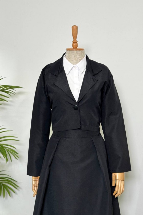 4408 - Gömlek Ceket Tesettür Takım Si̇yah-I2