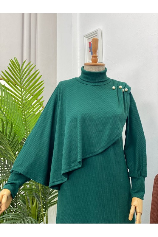 4448 - Yarım Boğazlı Tesettür Takım Yeşi̇l-H10