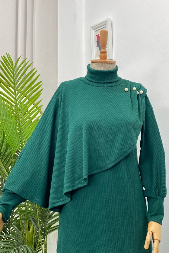 4448 - Yarım Boğazlı Tesettür Takım Yeşi̇l-H10