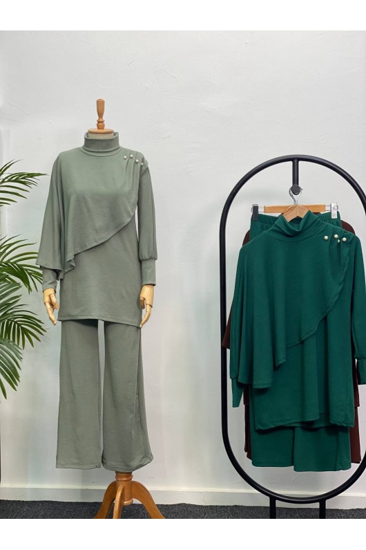 4448 - Yarım Boğazlı Tesettür Takım Mi̇nt Yeşi̇li̇-H10 4448 - Yarım Boğazlı Tesettür Takım Mi̇nt Yeşi̇li̇-H10