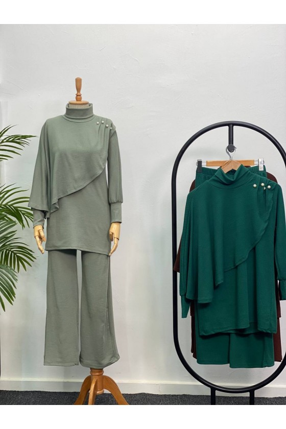 4448 - Yarım Boğazlı Tesettür Takım Mi̇nt Yeşi̇li̇-H10 4448 - Yarım Boğazlı Tesettür Takım Mi̇nt Yeşi̇li̇-H10