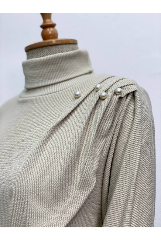 4448 - Yarım Boğazlı Tesettür Takım Taş-H10