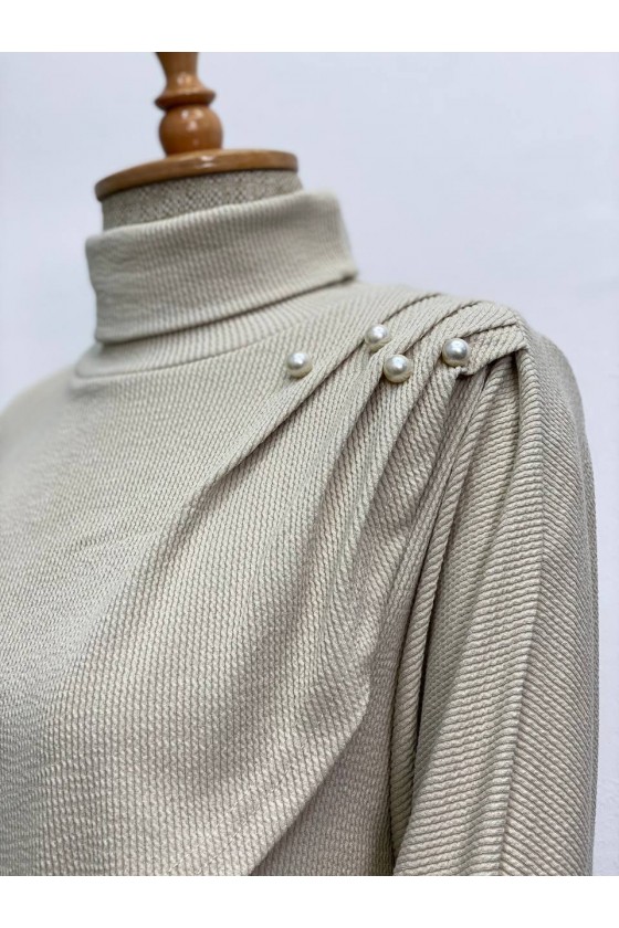 4448 - Yarım Boğazlı Tesettür Takım Taş-H10