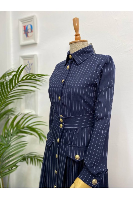 4432 - Etek Ceket Tesettür İkili Takım Laci̇vert-H1