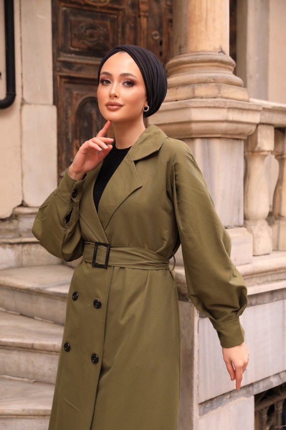 1995 - Tesettür Trençkot Haki̇-F4