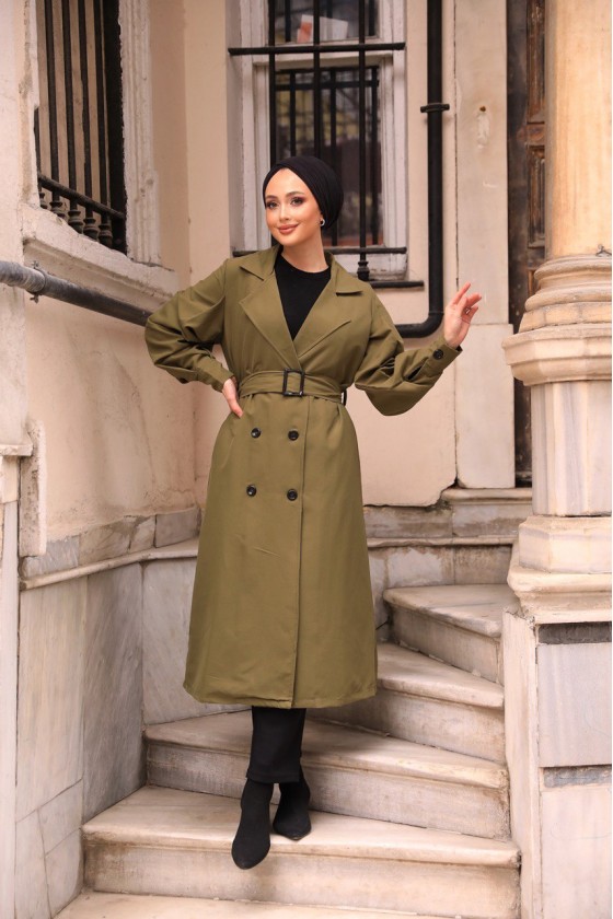 1995 - Tesettür Trençkot Haki̇-F4