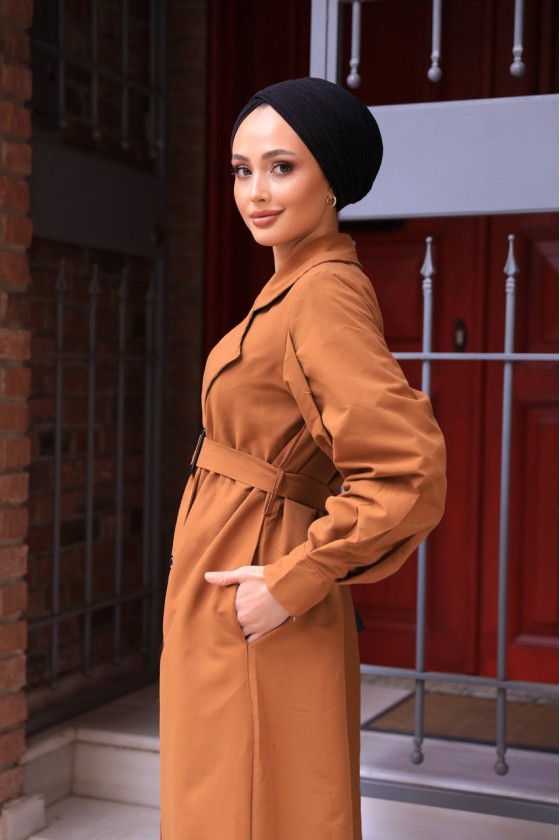 1995 - Tesettür Trençkot Camel-F4