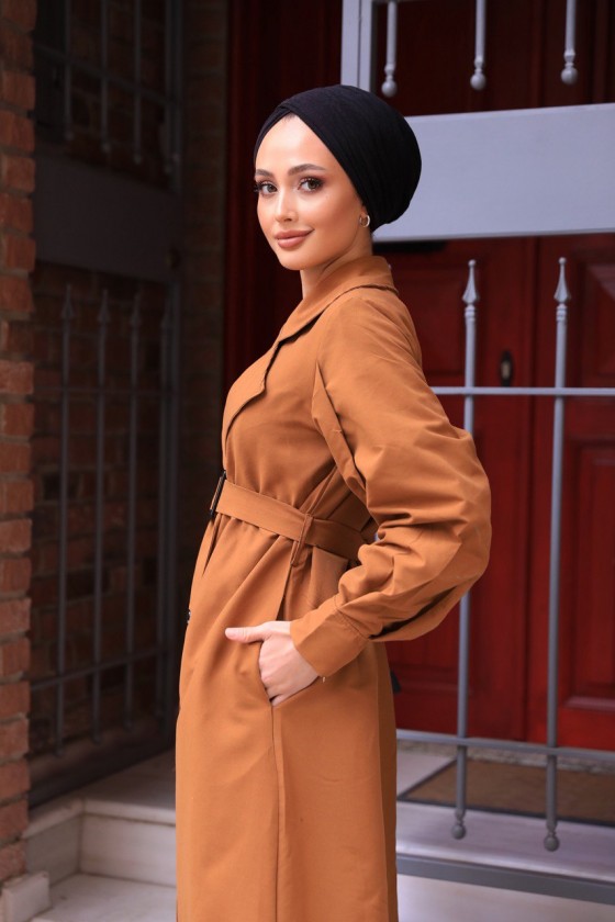 1995 - Tesettür Trençkot Camel-F4