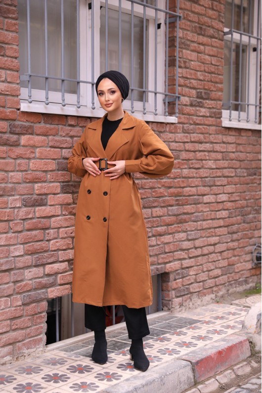 1995 - Tesettür Trençkot Camel-F4 1995 - Tesettür Trençkot Camel-F4