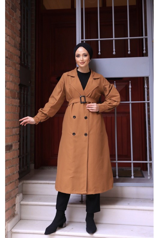 1995 - Tesettür Trençkot Camel-F4 1995 - Tesettür Trençkot Camel-F4