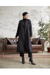 3000 - Tesettür Trençkot Si̇yah-F5