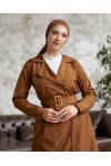 3000- Tesettür Trençkot Taba-F5 3000- Tesettür Trençkot Taba-F5