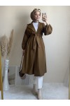3017 - Tesettür Trençkot Kahverengi̇-G6 3017 - Tesettür Trençkot Kahverengi̇-G6