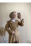 5009 - Mevsimlik Tesettür Trençkot Camel-G1