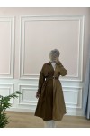 100016 - İki Renk Trençkot Kahve-Taba-C4