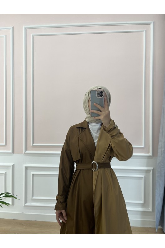 100016 - İki Renk Trençkot Kahve-Taba-C4