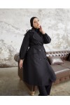 10543 - Tesettür Trençkot Si̇yah-F5