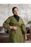 10543 - Tesettür Trençkot Haki̇-F5