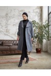 10543 - Tesettür Trençkot Gri̇-F5