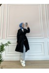20002 - Tesettür Trençkot Si̇yah-F3