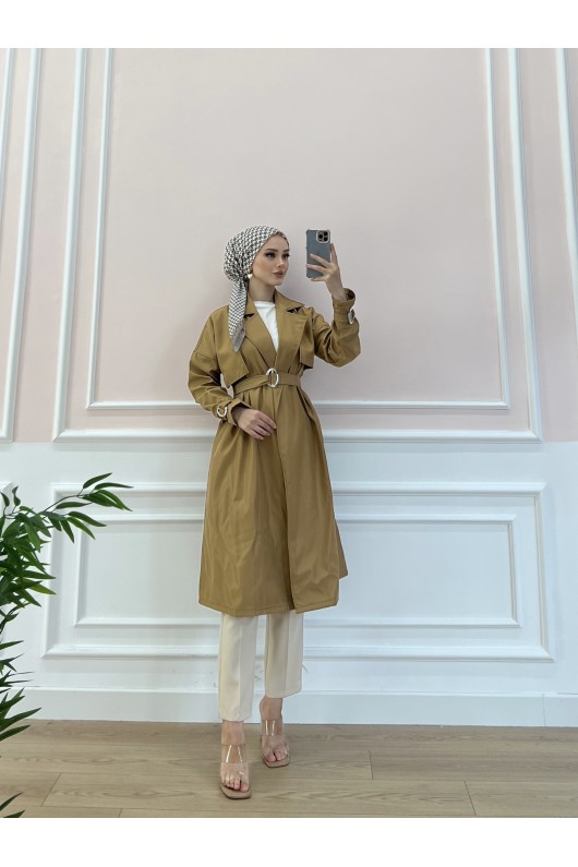 20002 - Tesettür Trençkot Camel-F3 20002 - Tesettür Trençkot Camel-F3