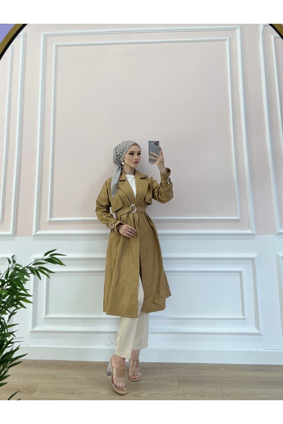 20002 - Tesettür Trençkot Camel-F3 20002 - Tesettür Trençkot Camel-F3