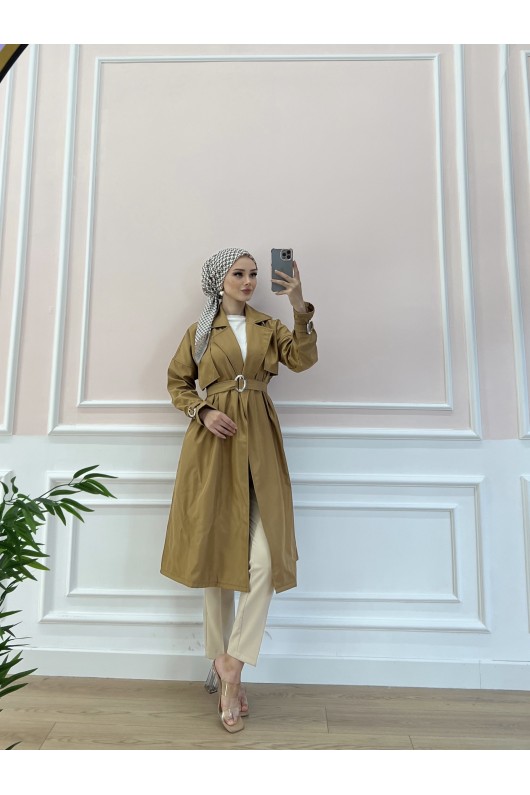 20002 - Tesettür Trençkot Camel-F3 20002 - Tesettür Trençkot Camel-F3
