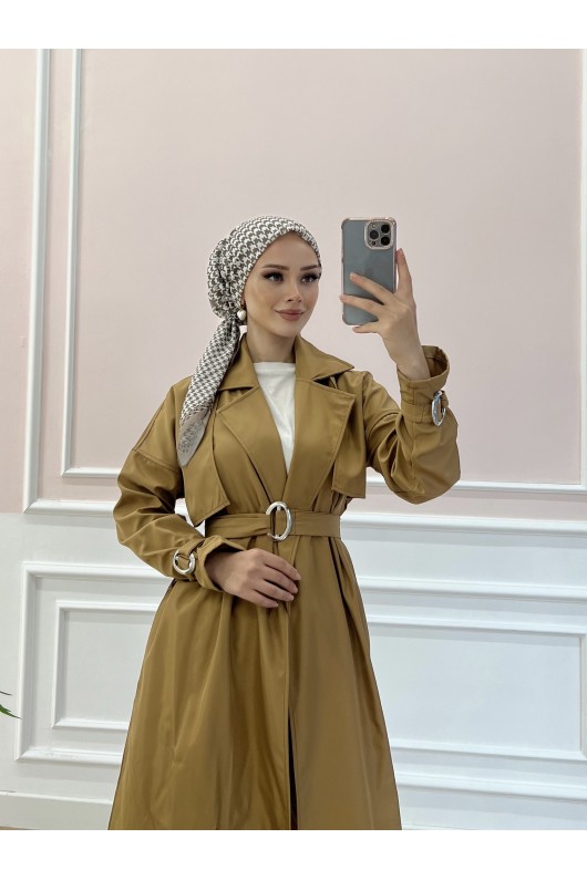 20002 - Tesettür Trençkot Camel-F3 20002 - Tesettür Trençkot Camel-F3