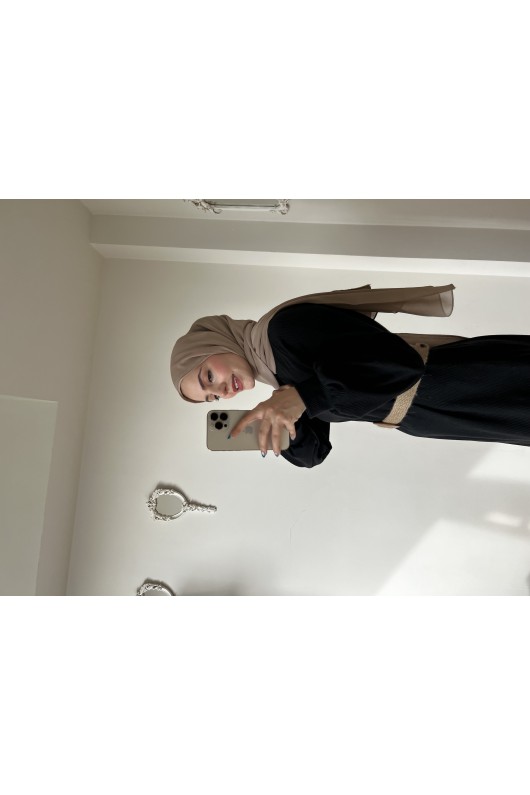 4417 - Hasır Kemerli Tesettür Elbise Si̇yah-E2 4417 - Hasır Kemerli Tesettür Elbise Si̇yah-E2