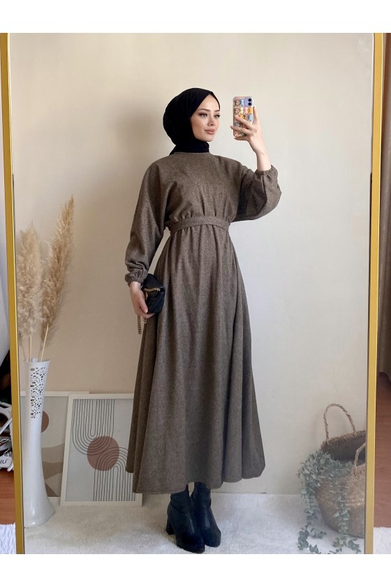 6262 - Mevlana Model Tesettür Elbise Camel-I11 6262 - Mevlana Model Tesettür Elbise Camel-I11