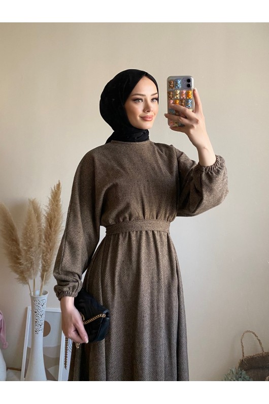 6262 - Mevlana Model Tesettür Elbise Camel-I11 6262 - Mevlana Model Tesettür Elbise Camel-I11