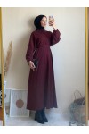 6262 - Mevlana Model Tesettür Elbise Bordo-I11