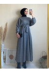 6262 - Mevlana Model Tesettür Elbise Gri̇-I11