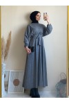 6262 - Mevlana Model Tesettür Elbise Gri̇-I11