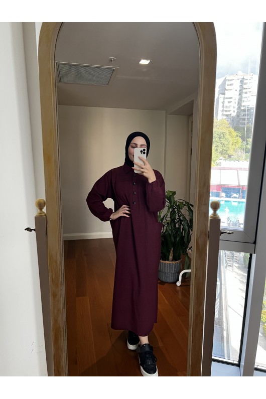 4939 - Cep Detaylı Tesettür Tunik Bordo-A21 4939 - Cep Detaylı Tesettür Tunik Bordo-A21