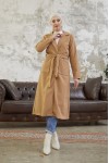 9595 - Kemerli Tesettür Kaban Camel-E2