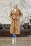 9595 - Kemerli Tesettür Kaban Camel-E2