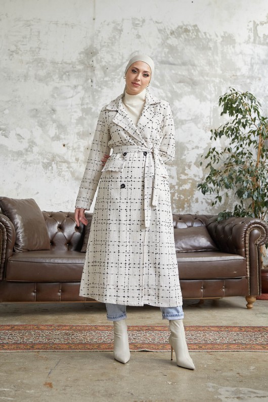 10589 - Tesettür Kaban Beyaz-A17 10589 - Tesettür Kaban Beyaz-A17