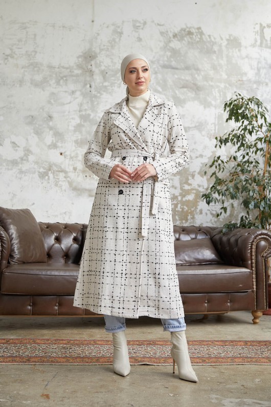 10589 - Tesettür Kaban Beyaz-A17 10589 - Tesettür Kaban Beyaz-A17