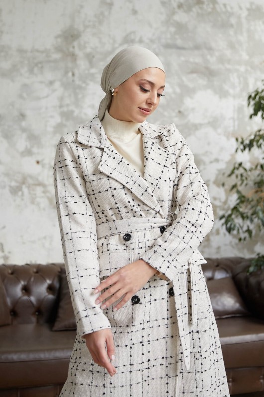 10589 - Tesettür Kaban Beyaz-A17 10589 - Tesettür Kaban Beyaz-A17