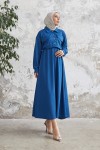 7775 - Etek Gömlek Tesettür İkili Takım Mavi̇-B6