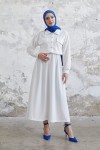 7775 - Etek Gömlek Tesettür İkili Takım Beyaz-B6 7775 - Etek Gömlek Tesettür İkili Takım Beyaz-B6