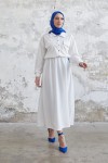 7775 - Etek Gömlek Tesettür İkili Takım Beyaz-B6 7775 - Etek Gömlek Tesettür İkili Takım Beyaz-B6