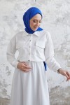 7775 - Etek Gömlek Tesettür İkili Takım Beyaz-B6 7775 - Etek Gömlek Tesettür İkili Takım Beyaz-B6