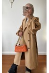 9971 - Balon Kol Tesettür Trençkot Camel-F1 9971 - Balon Kol Tesettür Trençkot Camel-F1