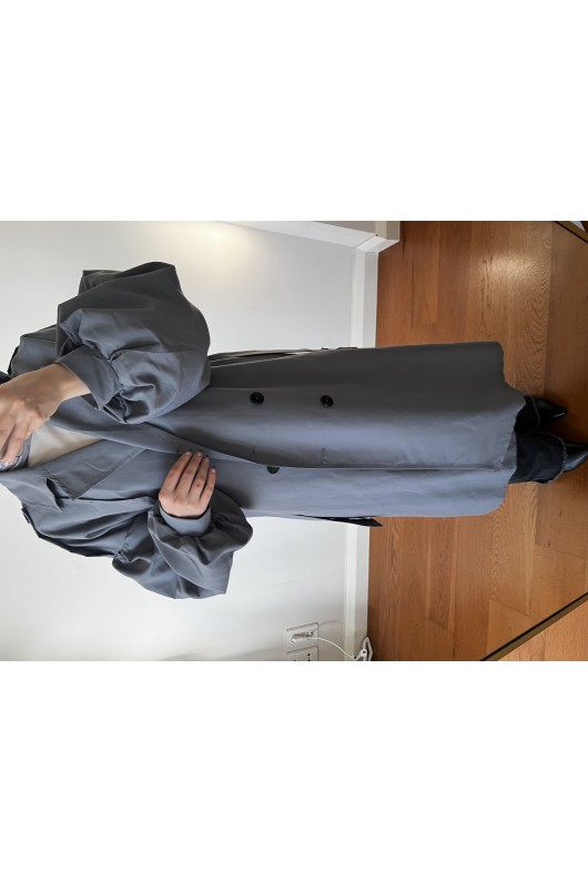 9971 - Balon Kol Tesettür Trençkot Gri̇-F1 9971 - Balon Kol Tesettür Trençkot Gri̇-F1