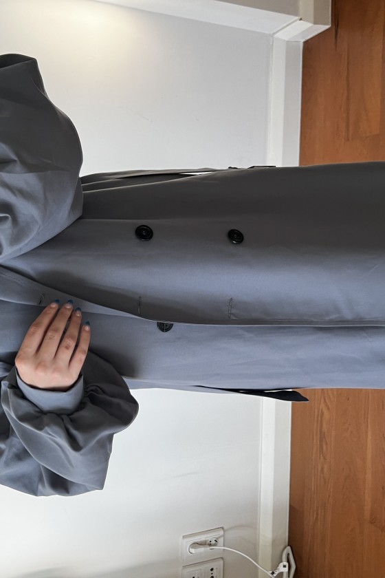 9971 - Balon Kol Tesettür Trençkot Gri̇-F1